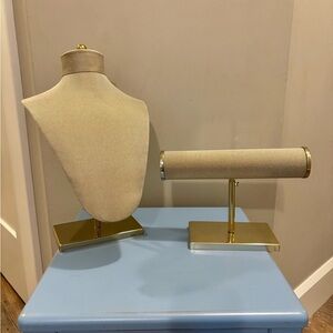 Gold and Tan Jewelry Display Set